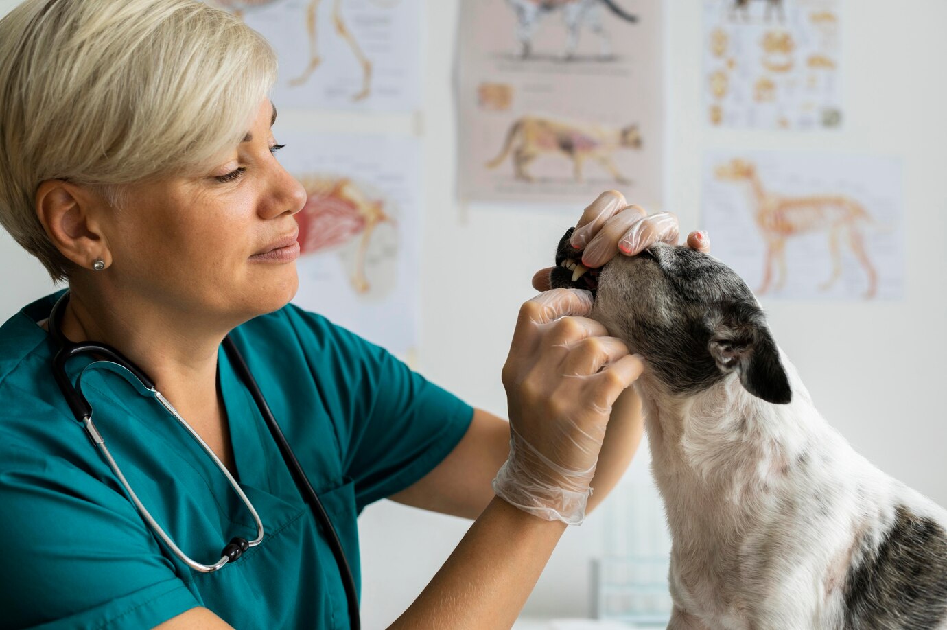 odontologia-veterinaria-pelayos-presa Una veterinaria comprueba la salud bucal de un perro